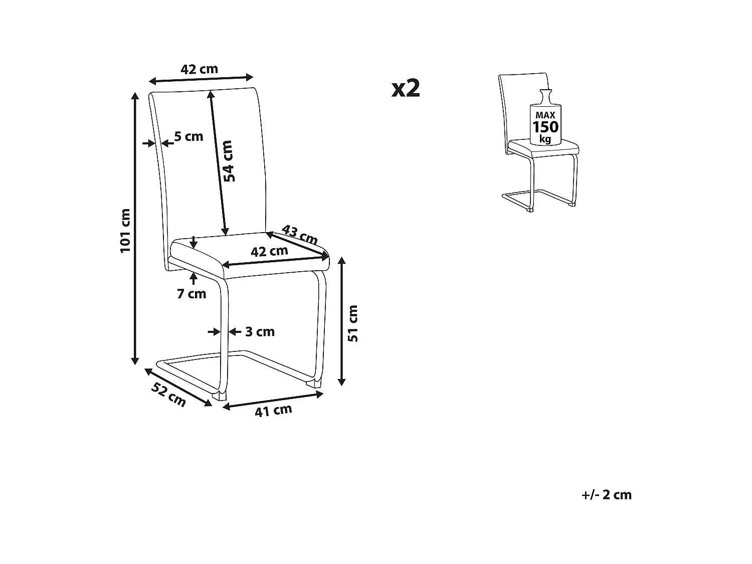 Set van 2 eetkamerstoelen ROVARD Kunstleer Zwart