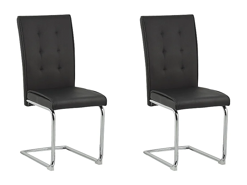 Lot de 2 chaises de salle à manger ROVARD Cuir PU Noir