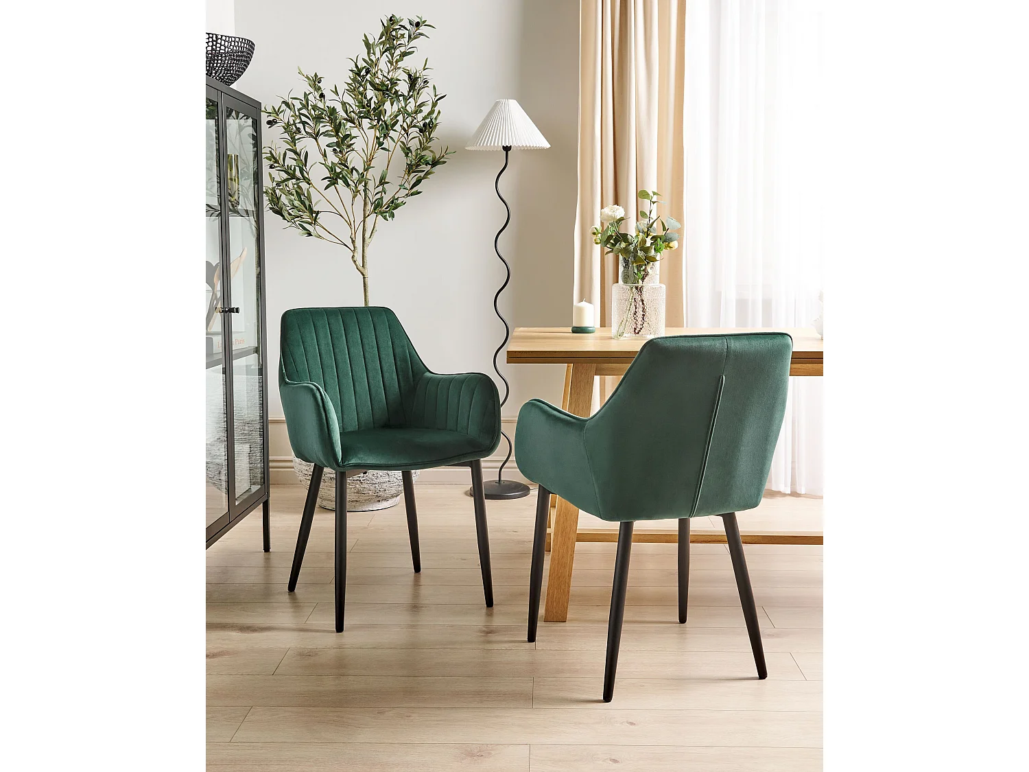 Set di 2 sedie da pranzo WELLSTON Velluto Verde scuro