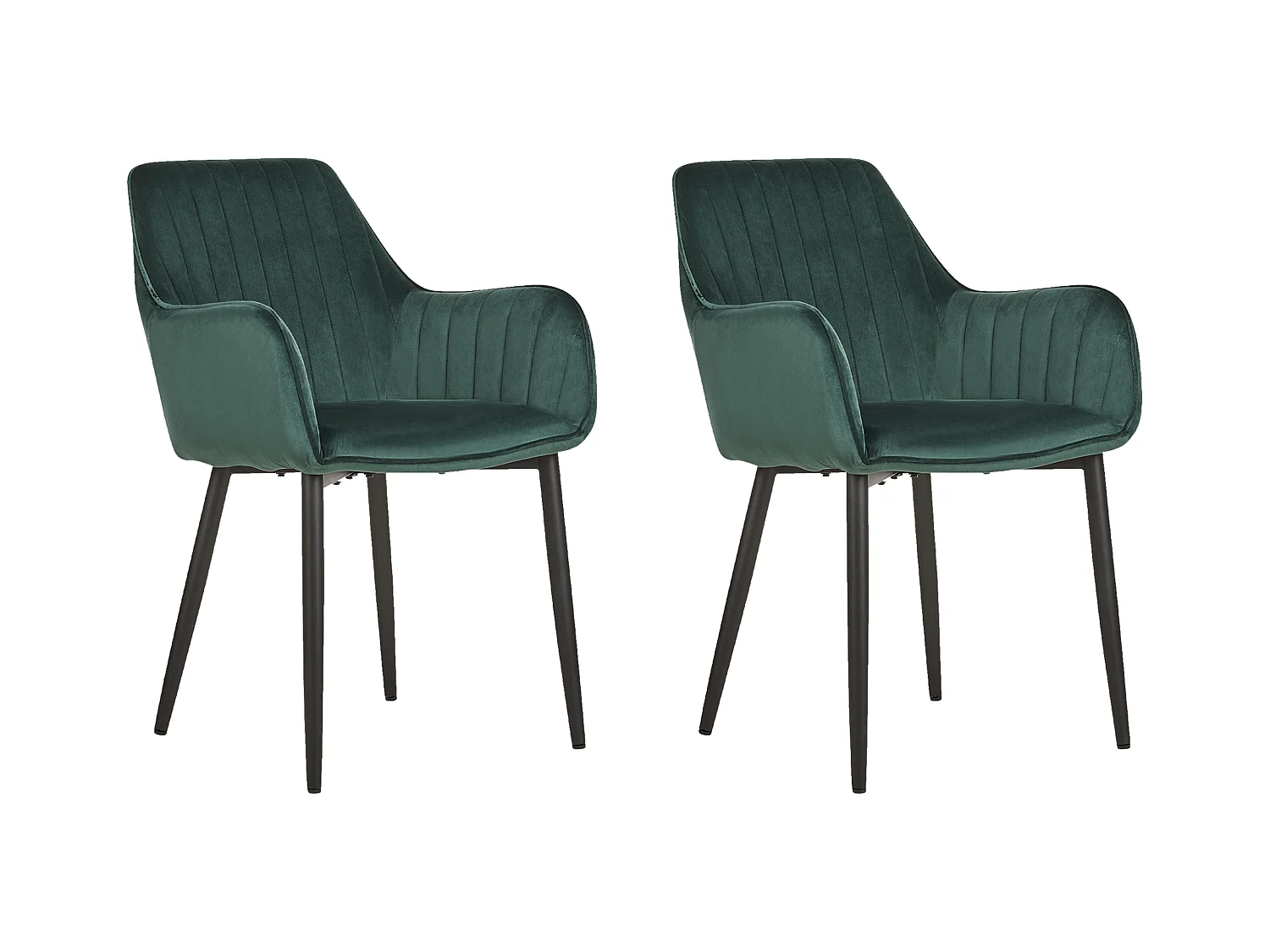 Esszimmerstuhl 2er Set Samt dunkles Grün Metallgestell schwarz Retro Wellston