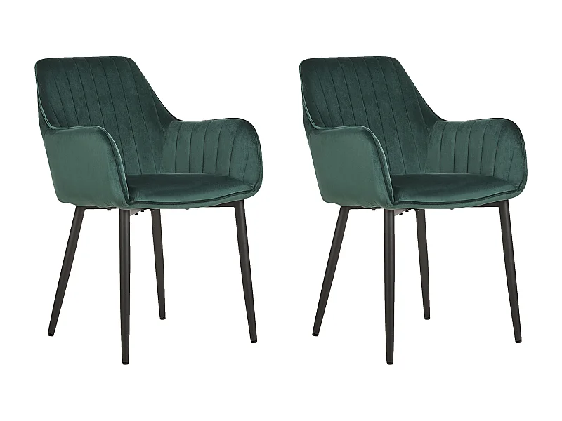 Lot de 2 chaises de salle à manger WELLSTON Velours Vert foncé