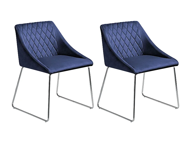 Lot de 2 chaises de salle à manger ARCATA Velours Bleu marine