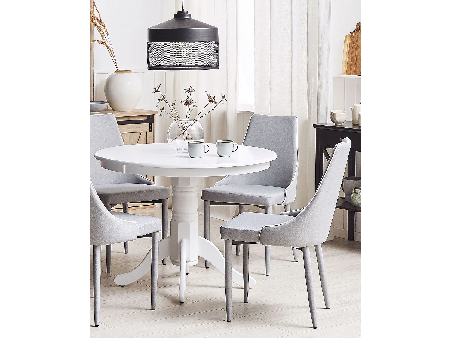 Modernes Esszimmerstuhlset 2er Set Polsterbezug grau Camino