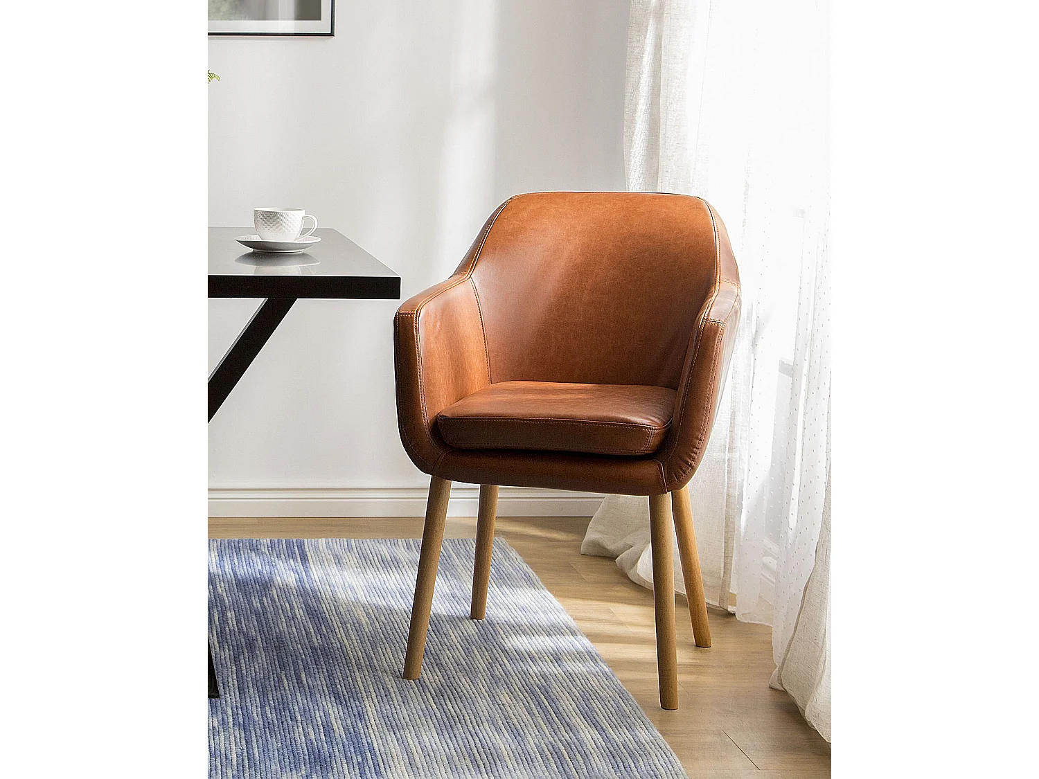 Cadeira de jantar YORKVILLE Pele sintética Castanho dourado