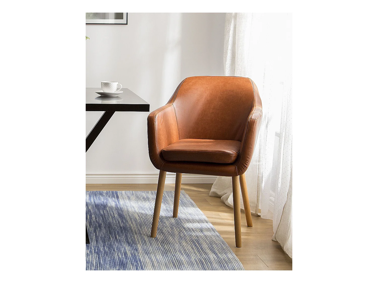 Chaise de salle à manger YORKVILLE Cuir PU Marron doré