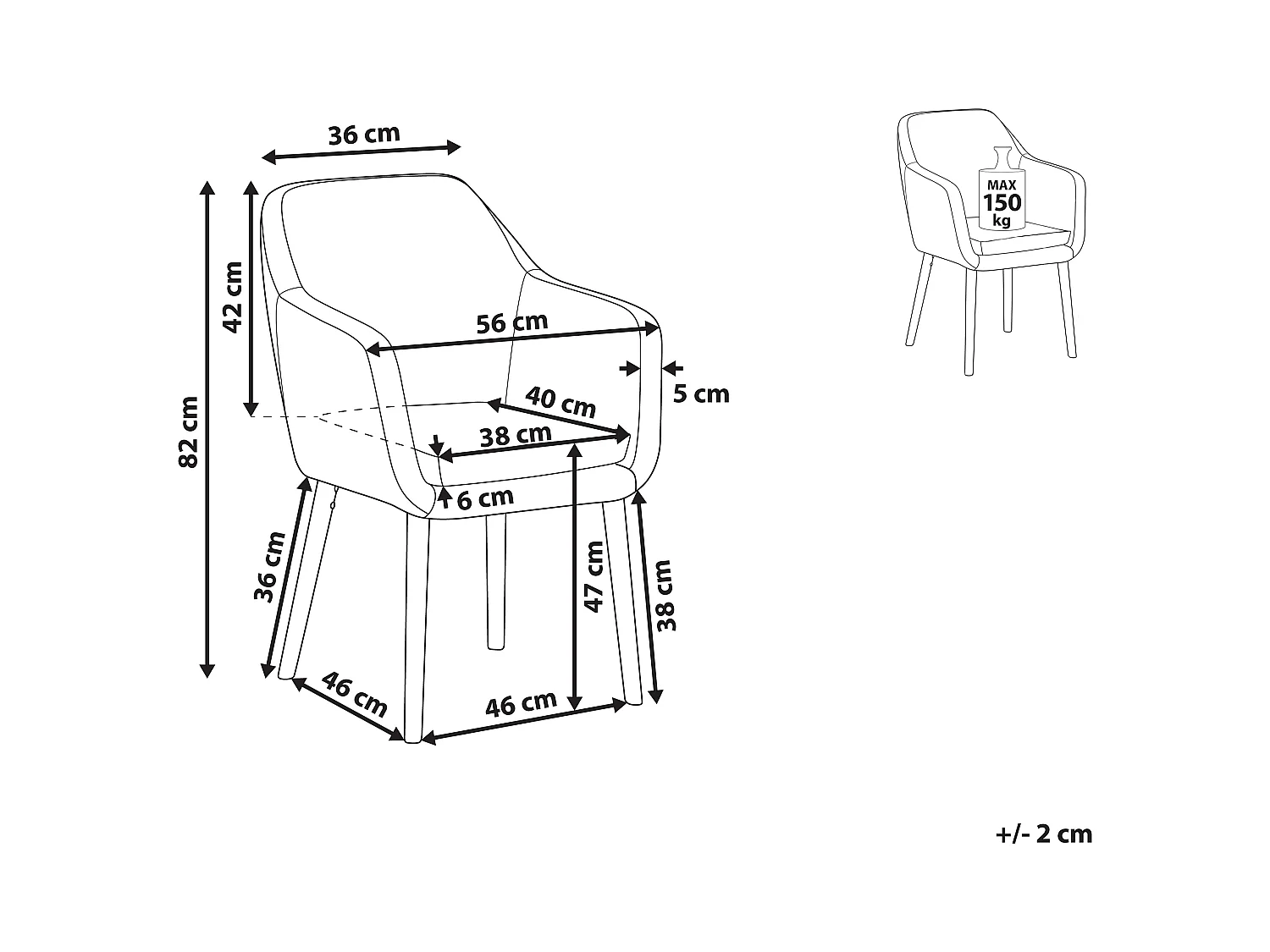 Chaise de salle à manger YORKVILLE Cuir PU Marron doré