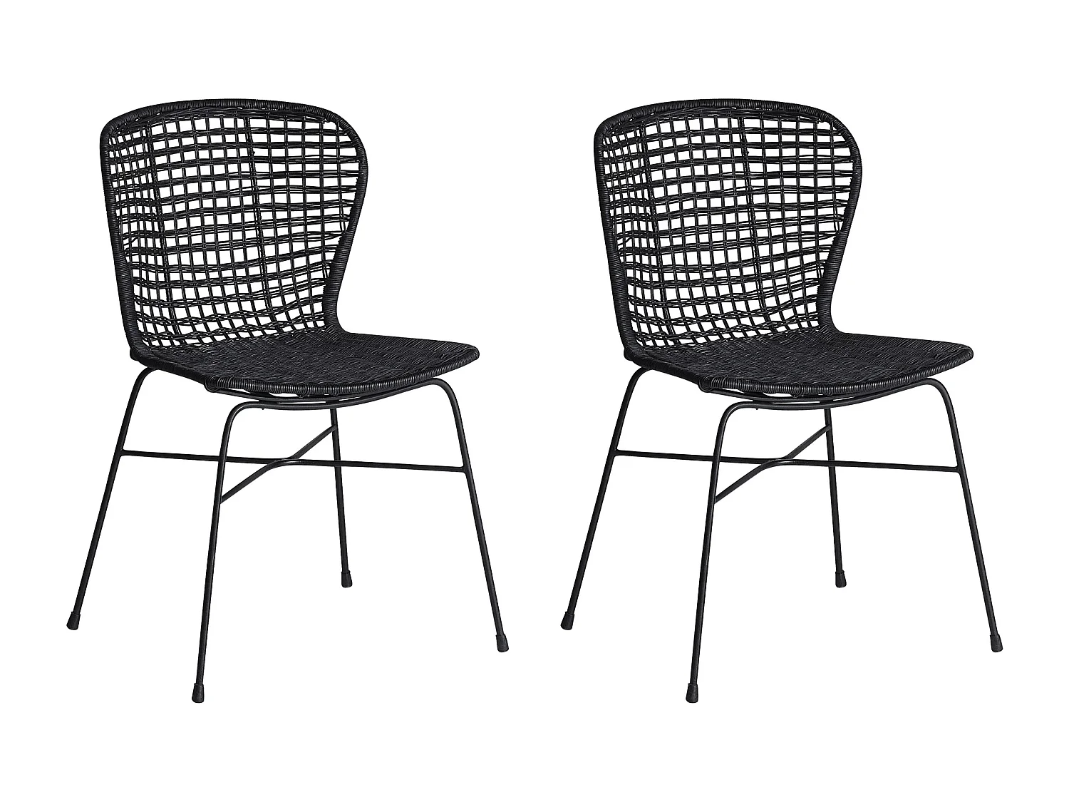 Lot de 2 chaises de salle à manger ELFROS Rotin Noir