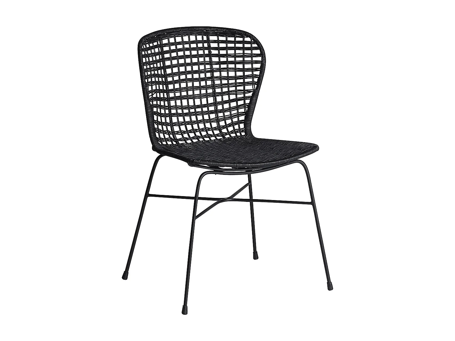 Lot de 2 chaises de salle à manger ELFROS Rotin Noir