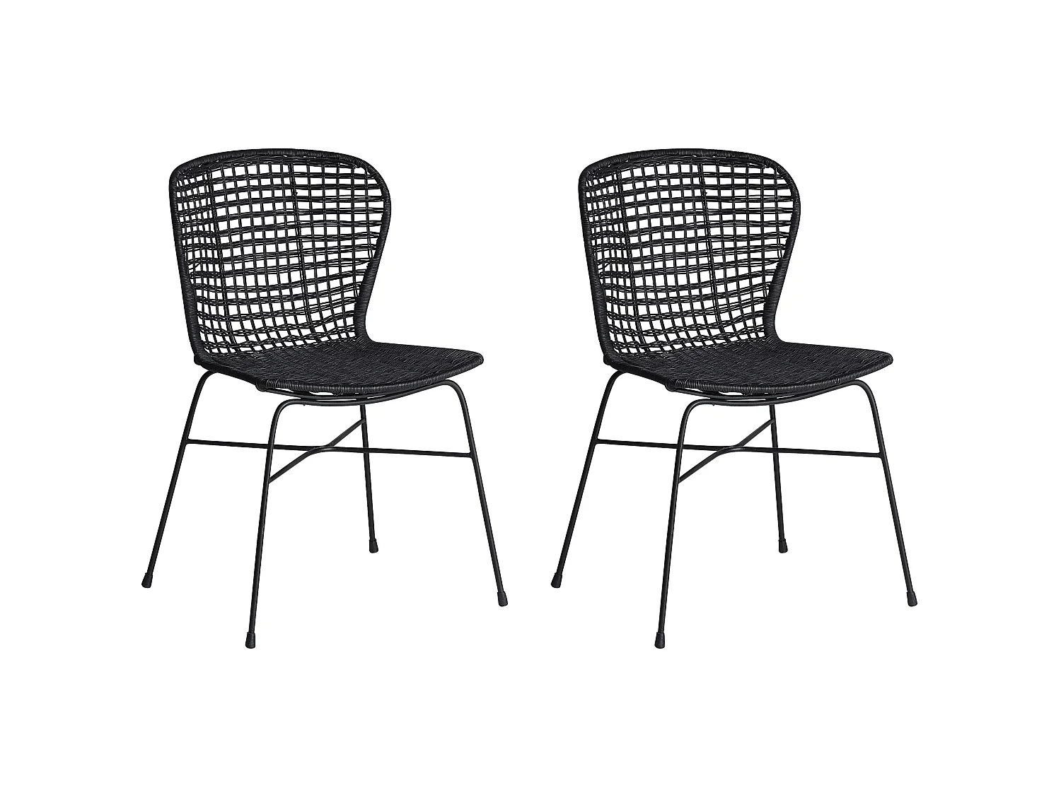 Set van 2 eetkamerstoelen ELFROS Rotan Zwart