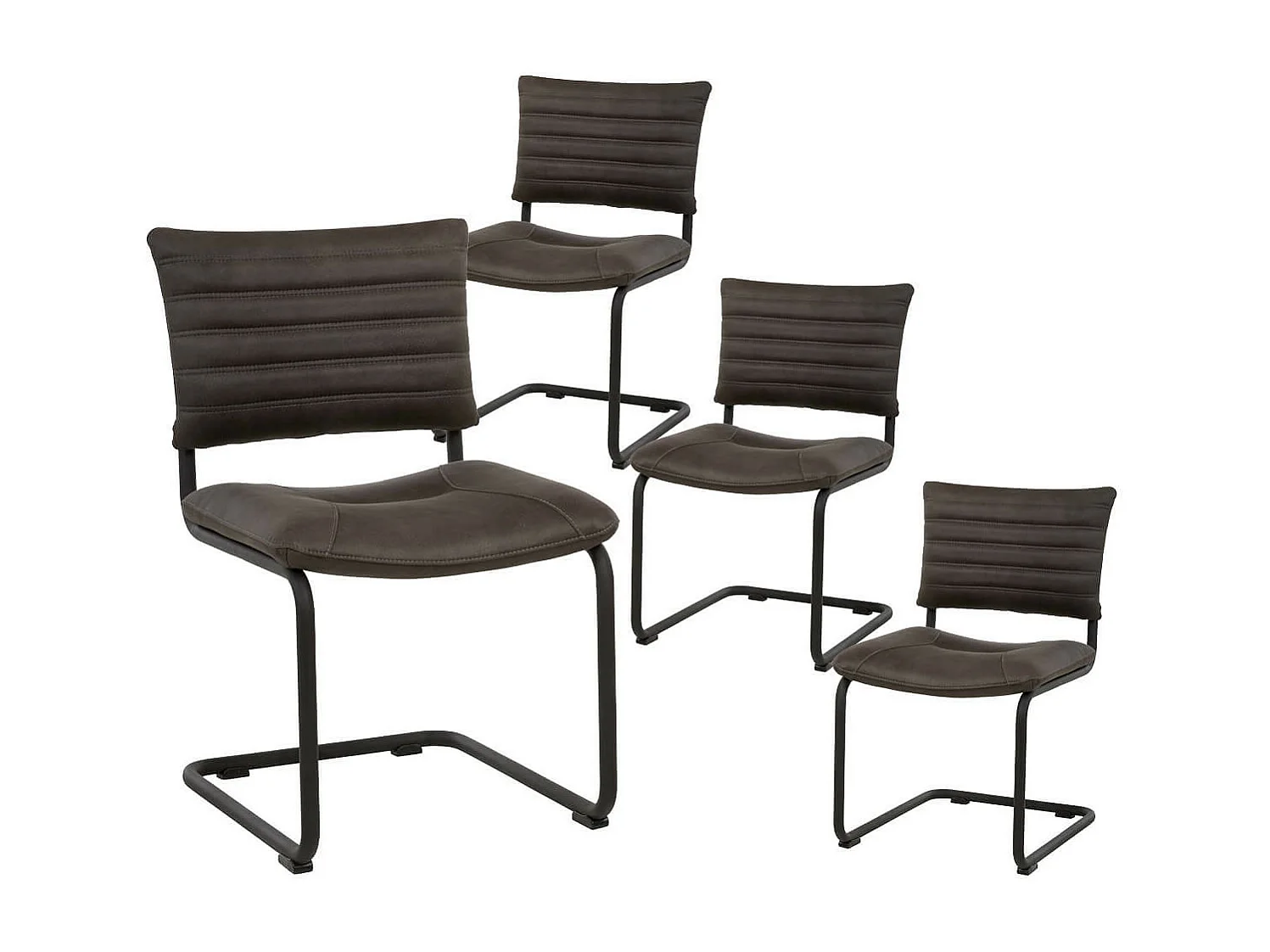 ASSILA - Lot de 4 Chaises Matelassées Anthracite