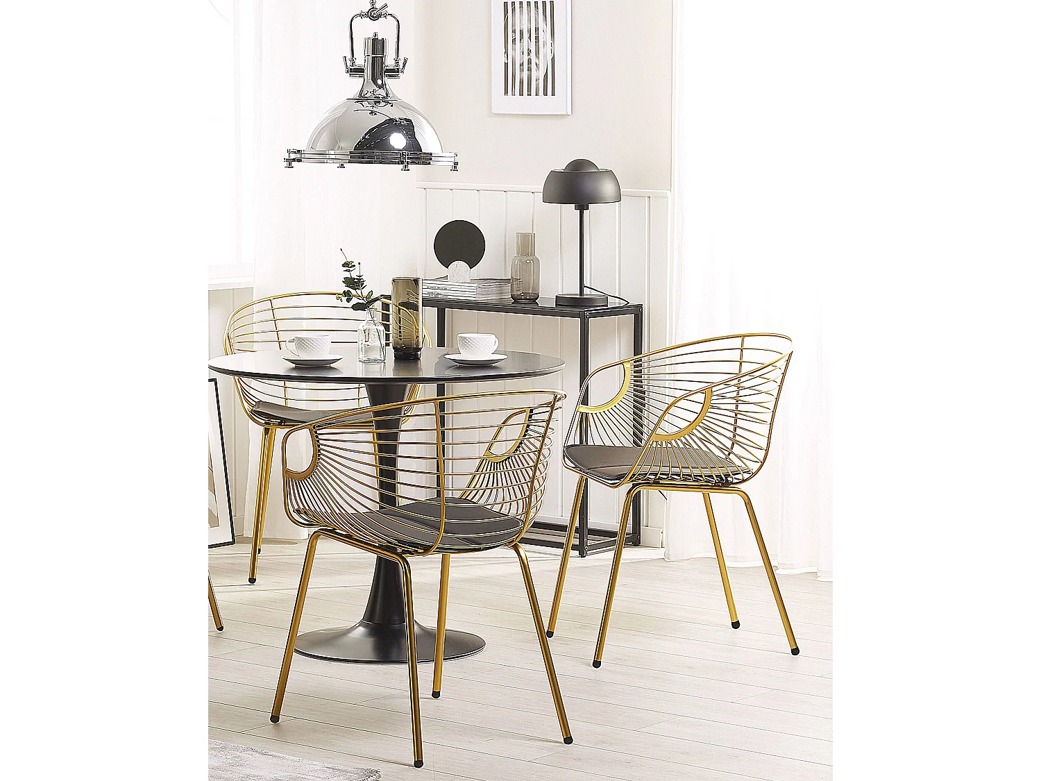 Conjunto de 2 cadeiras de jantar HOBACK Metal Dourado