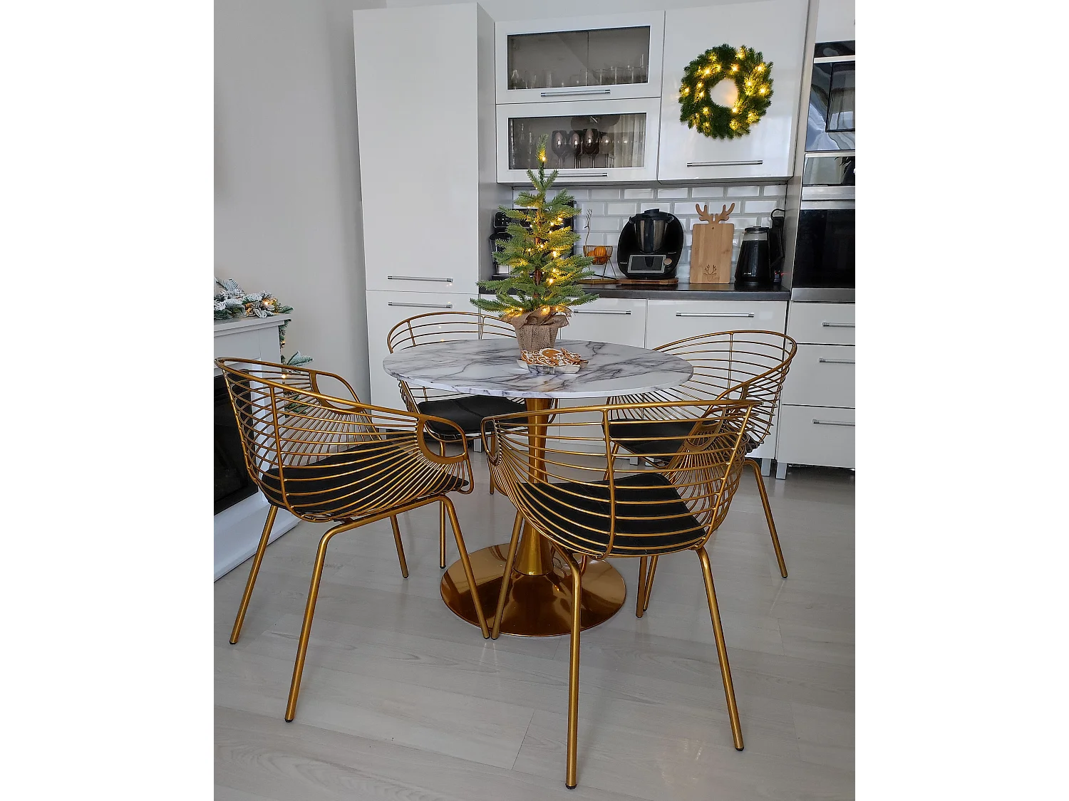 Lot de 2 chaises de salle à manger HOBACK Métal Doré