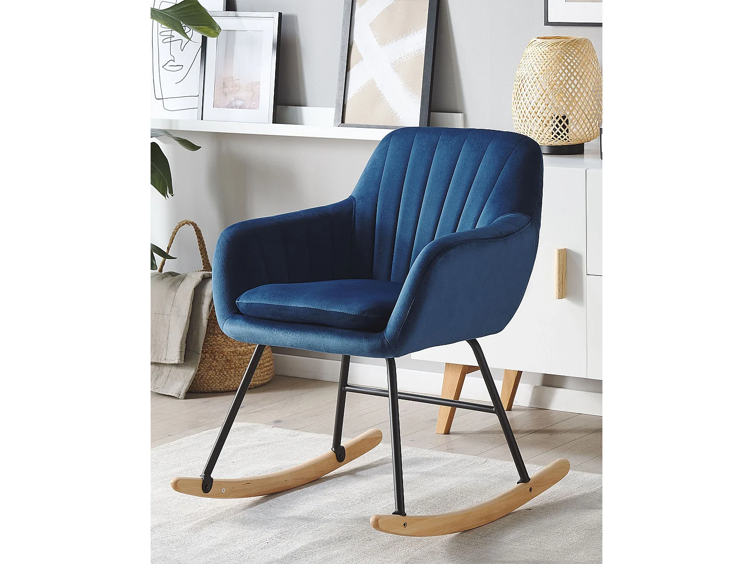 Schommelstoel LIARUM Fluweel Marineblauw