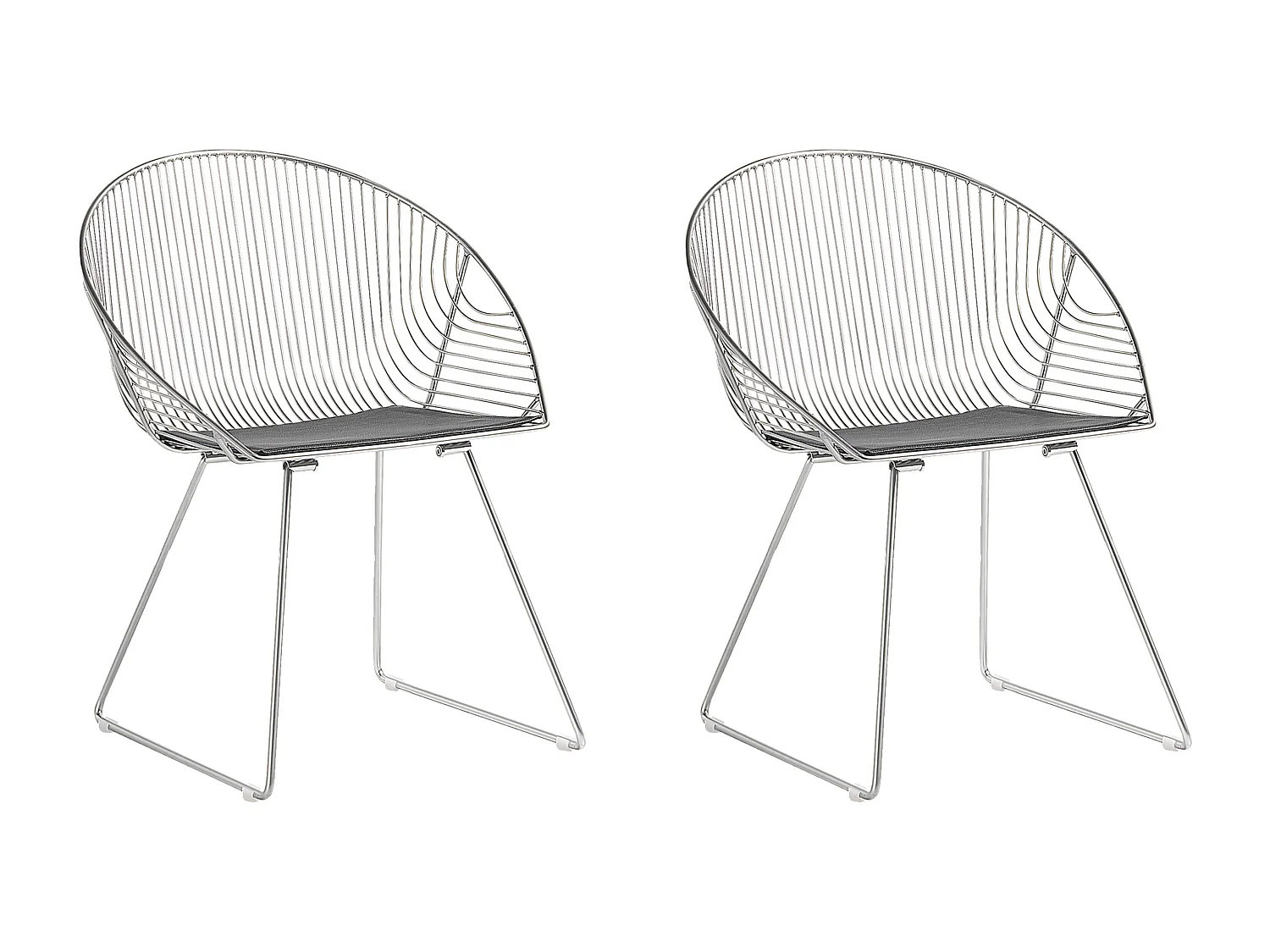 Lot de 2 chaises de salle à manger AURORA Métal Argenté