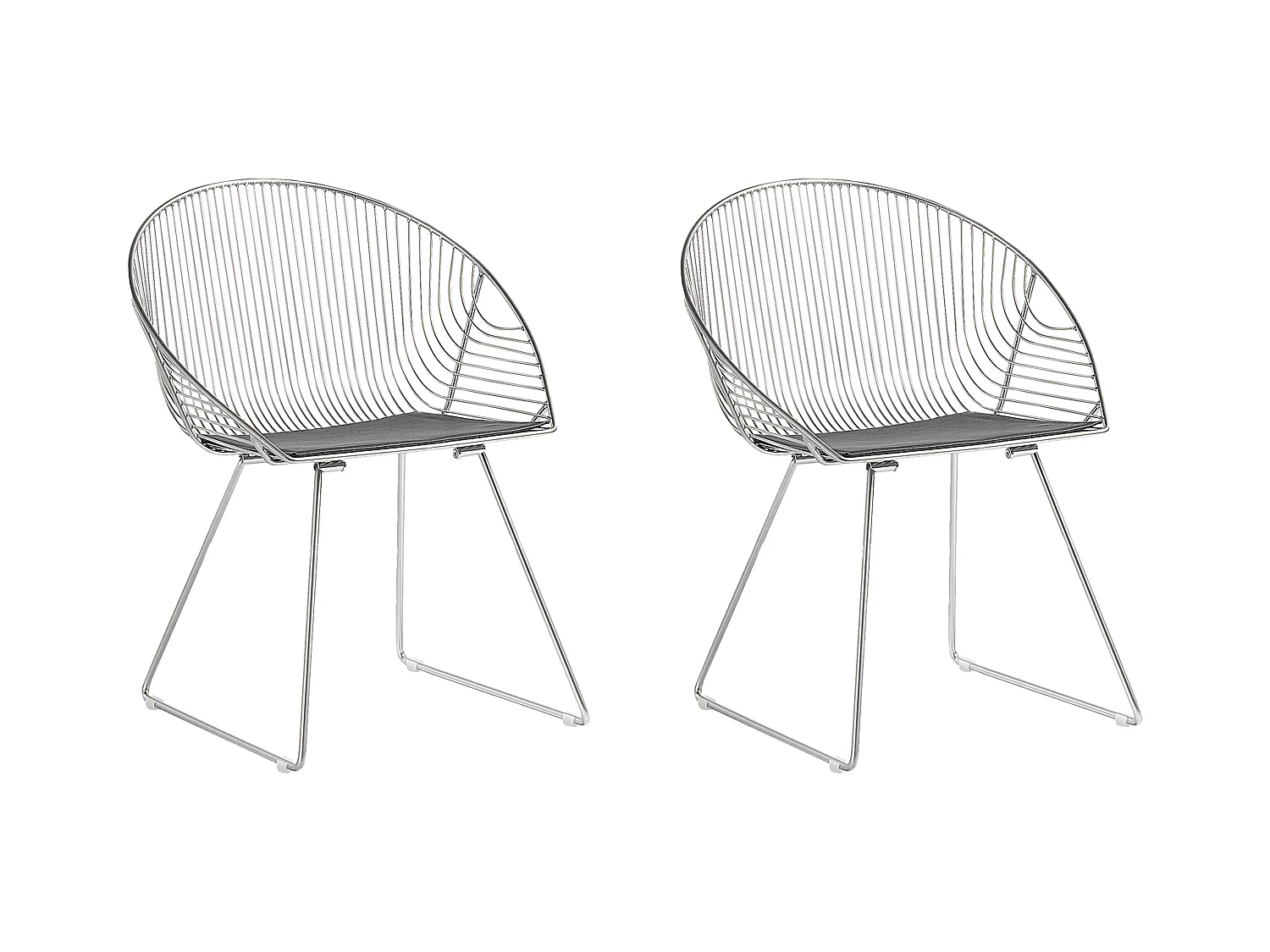 Lot de 2 chaises de salle à manger AURORA Métal Argenté