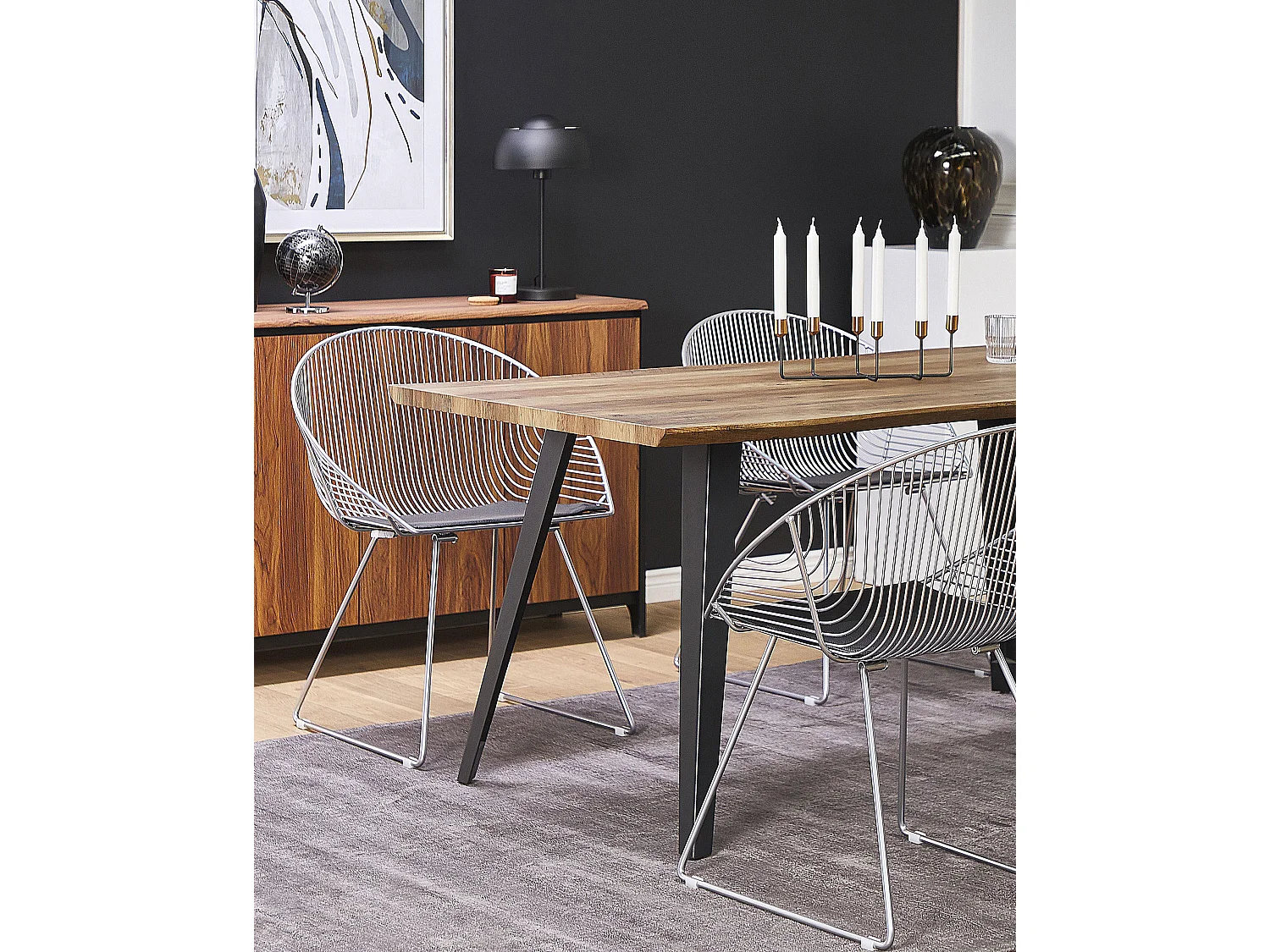 Lot de 2 chaises de salle à manger AURORA Métal Argenté