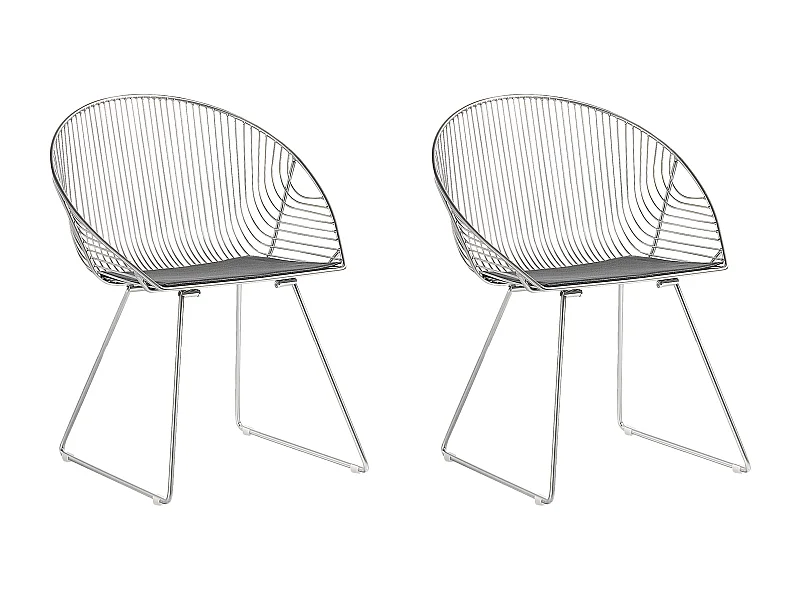 Lot de 2 chaises de salle à manger AURORA Métal Argenté