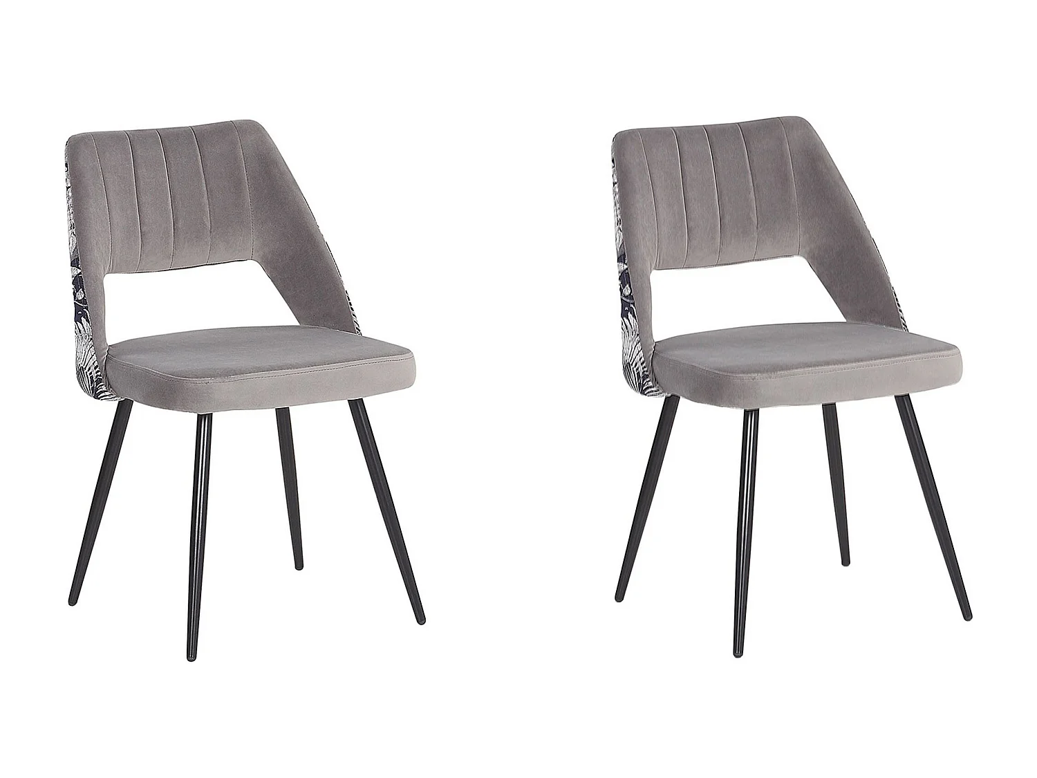 Esszimmerstuhl 2er Set ANSLEY Samtstoff Grau