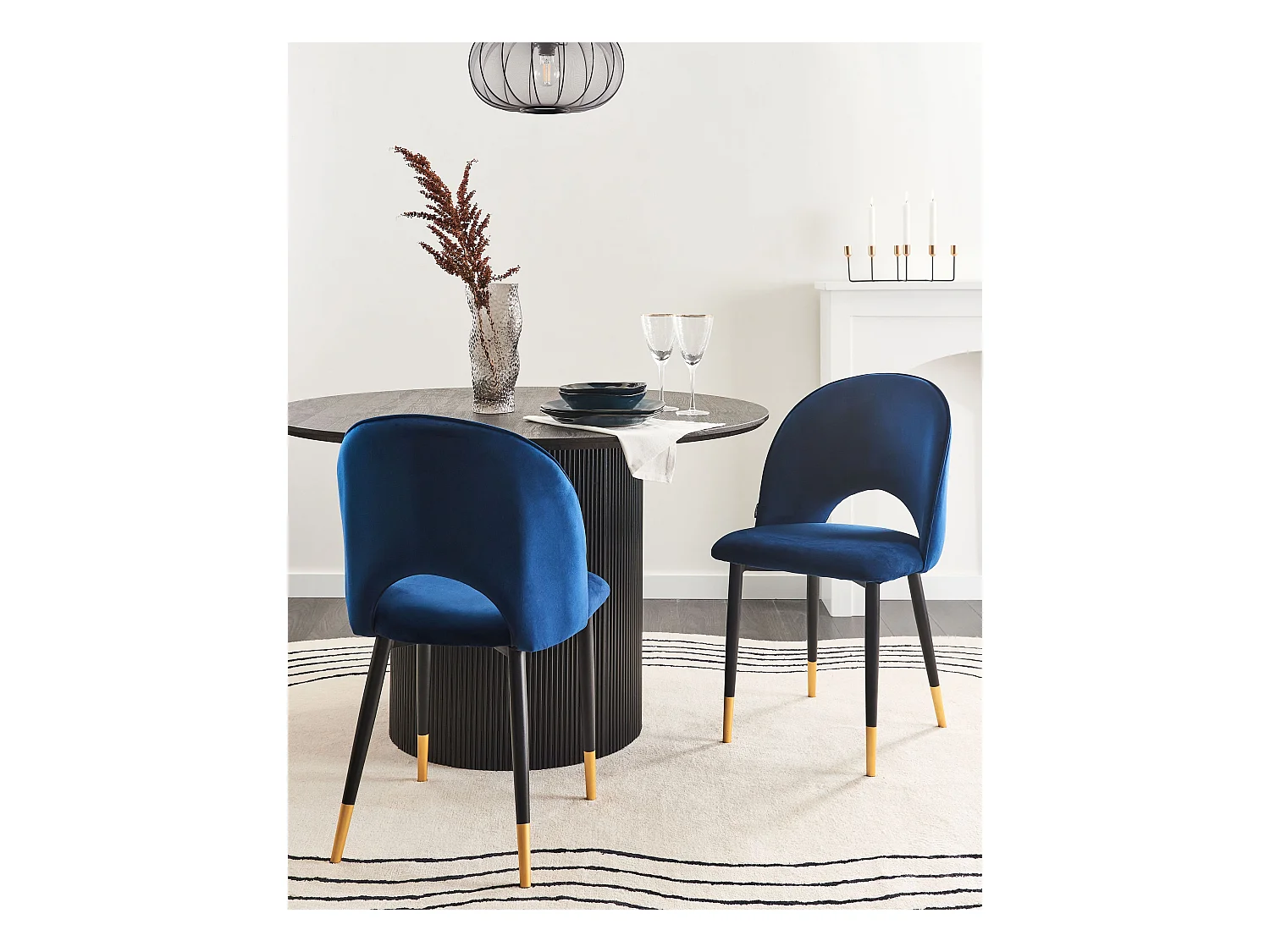 Eetkamerstoel set van 2 fluweel blauw MAGALIA