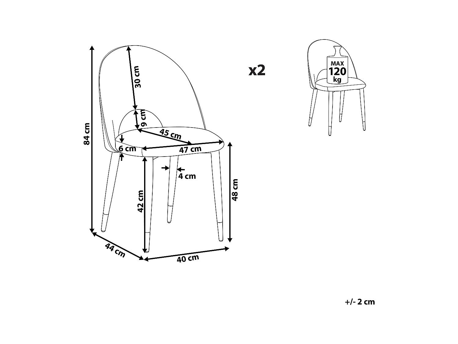Eetkamerstoel set van 2 fluweel blauw MAGALIA