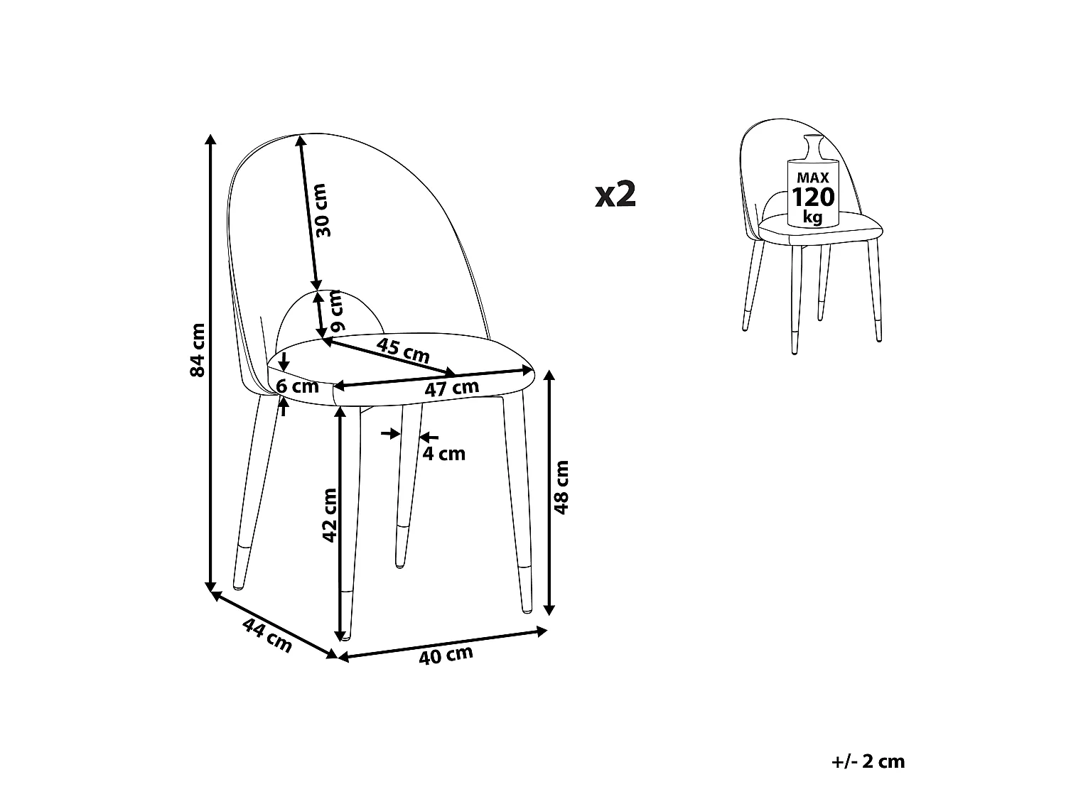 Lot de 2 chaises de salle à manger MAGALIA Bleu