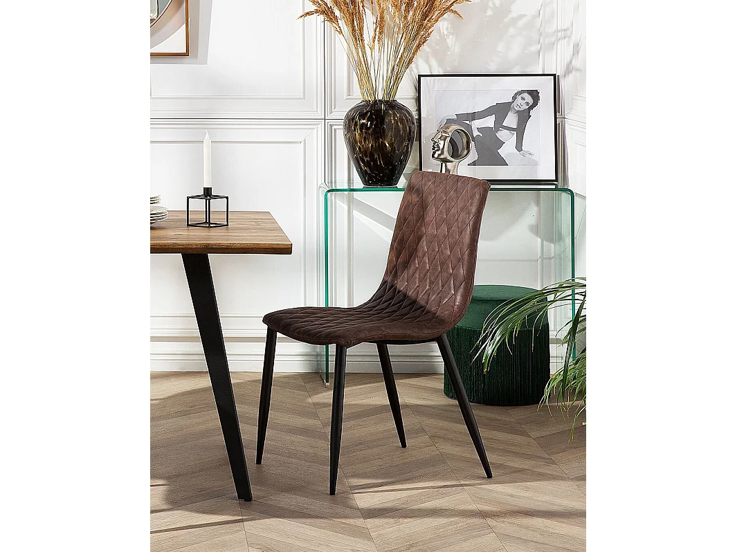 Lot de 2 chaises de salle à manger MONTANA Cuir PU Marron foncé