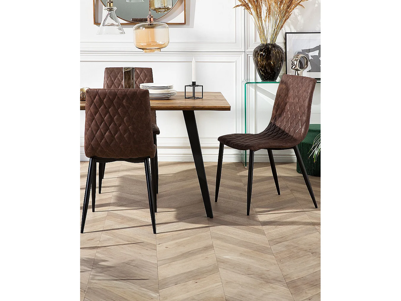 Lot de 2 chaises de salle à manger MONTANA Cuir PU Marron foncé