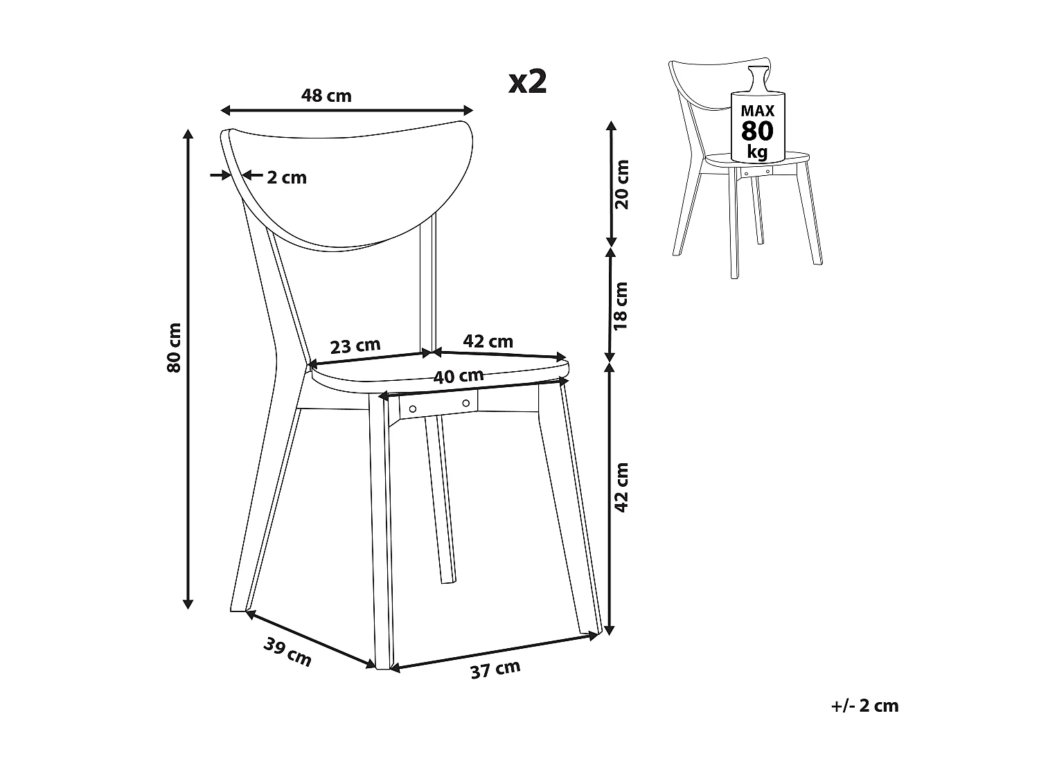 Lot de 2 chaises de salle à manger ROXBY Blanc