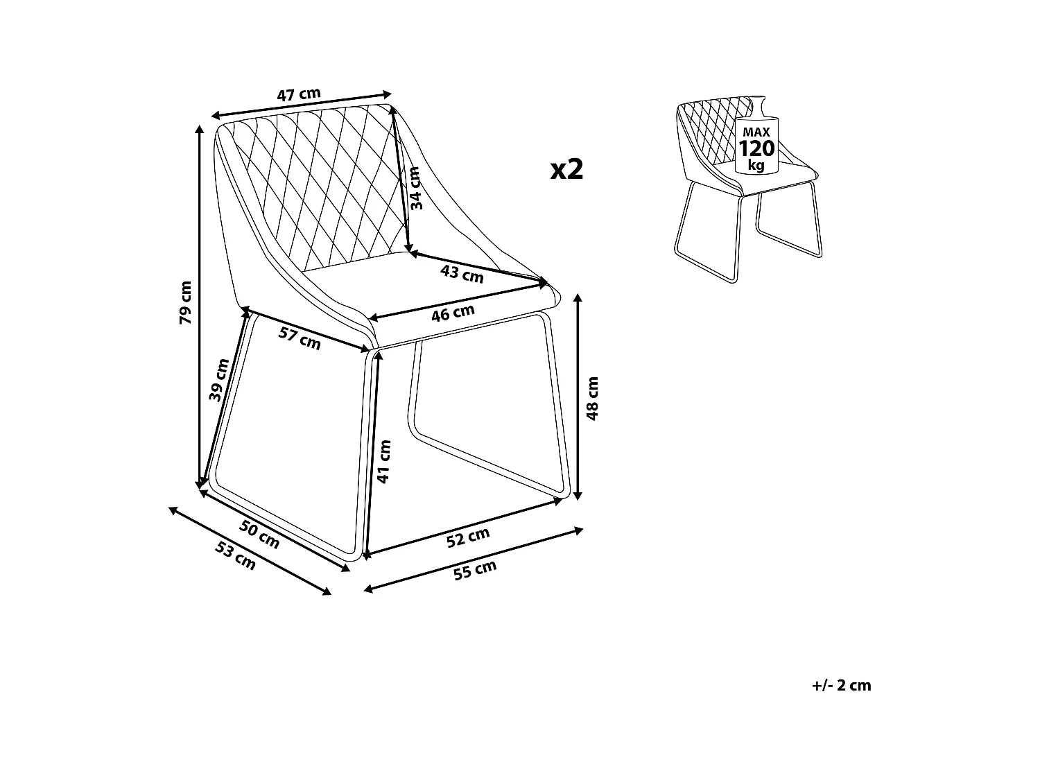 Set van 2 eetkamerstoelen ARCATA Kunstleer Zwart