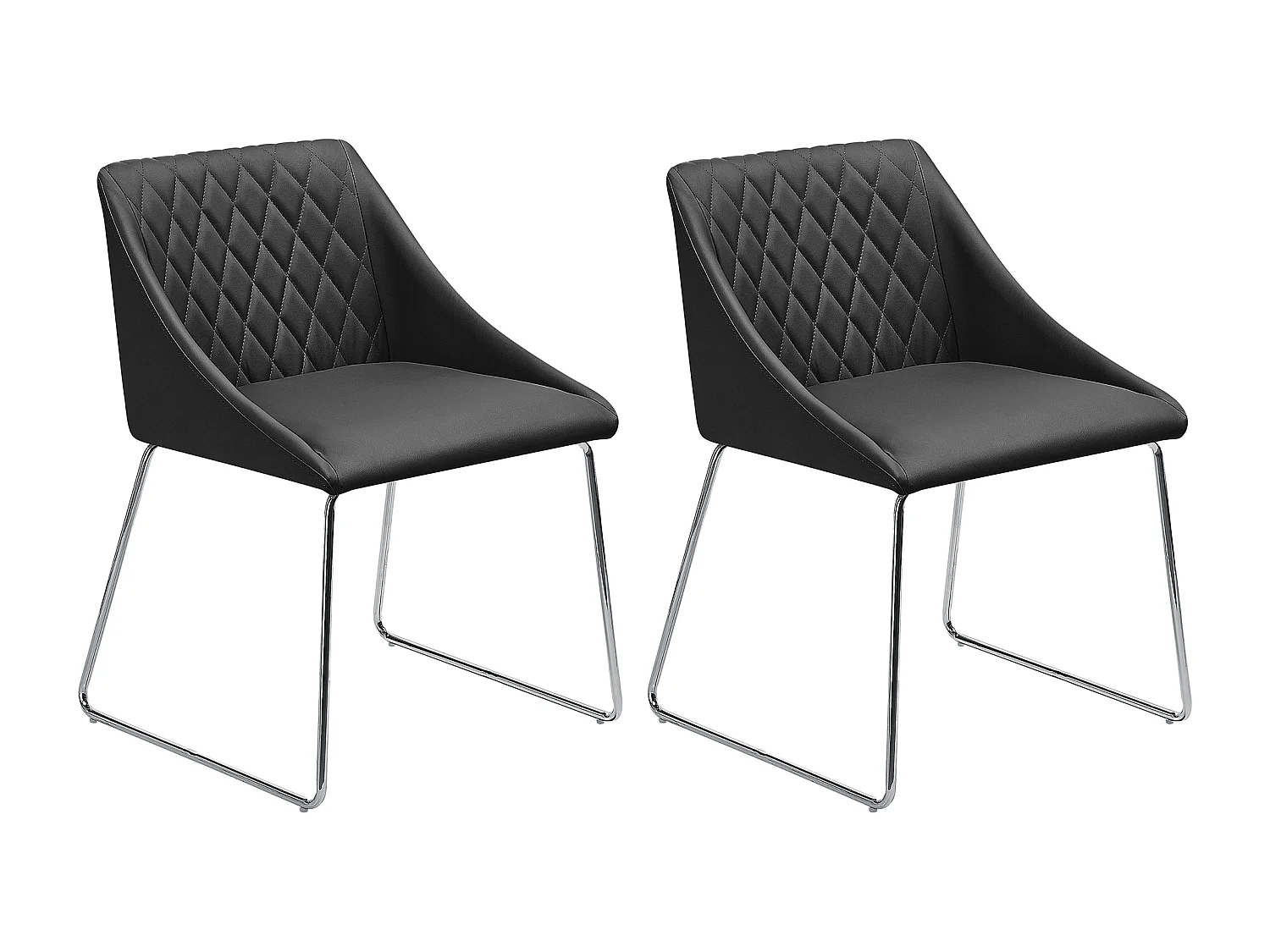Lot de 2 chaises de salle à manger ARCATA Cuir PU Noir