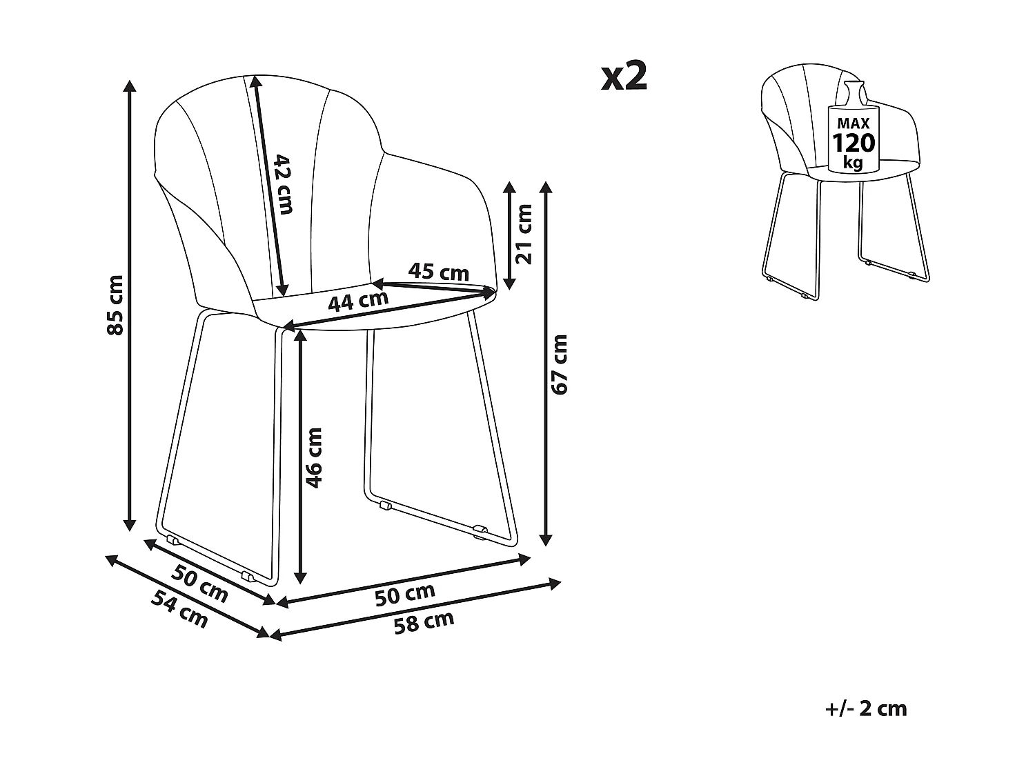 Conjunto de 2 sillas de comedor SYLVA Amarillo