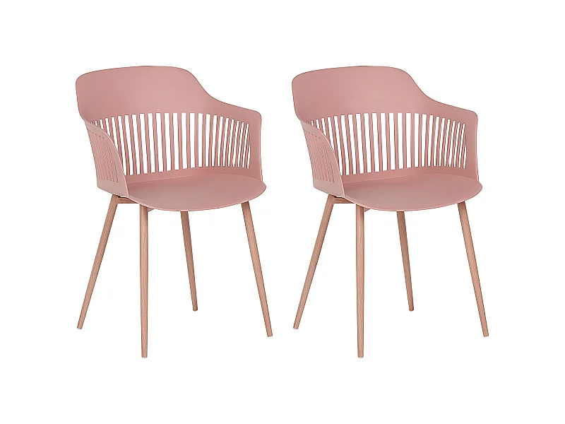 2er Set Esszimmerstuhl in Pink aus Kunststoff Bereca