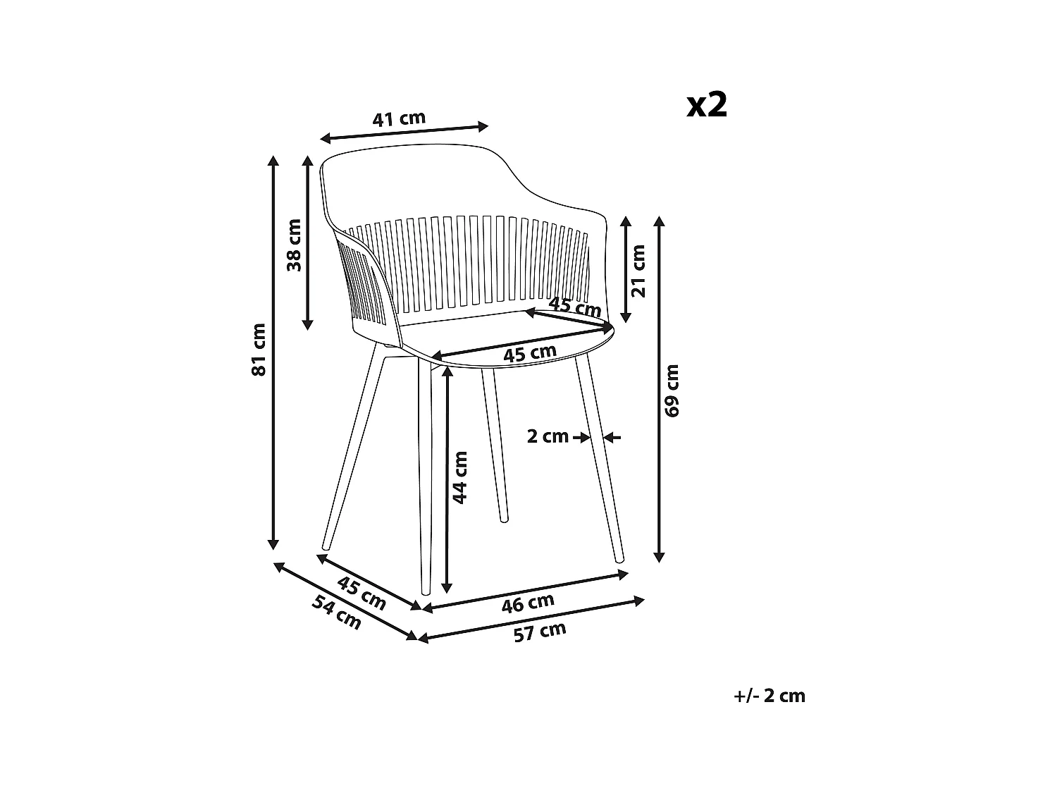 Lot de 2 chaises de salle à manger BERECA Rose