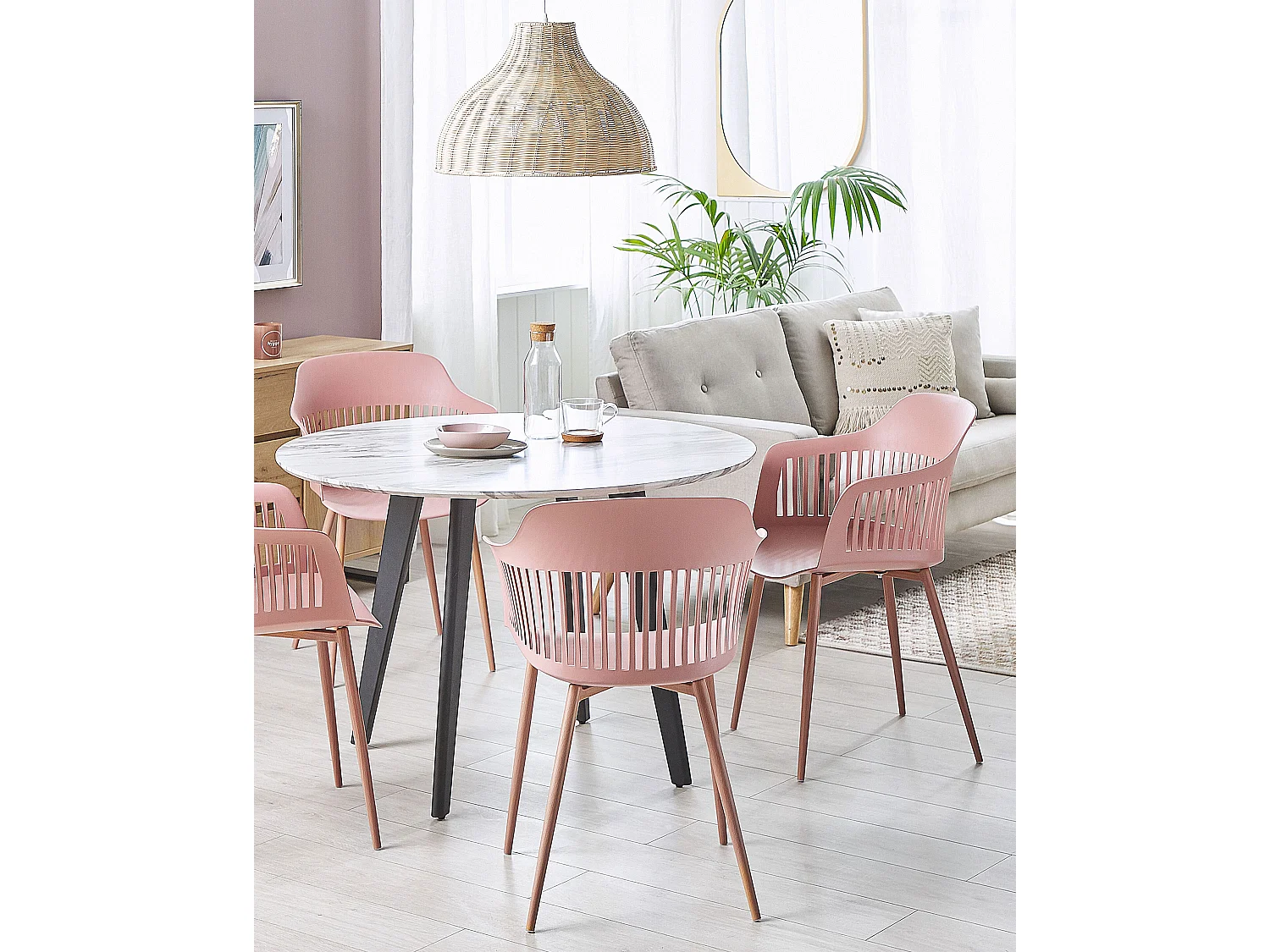 Lot de 2 chaises de salle à manger BERECA Rose