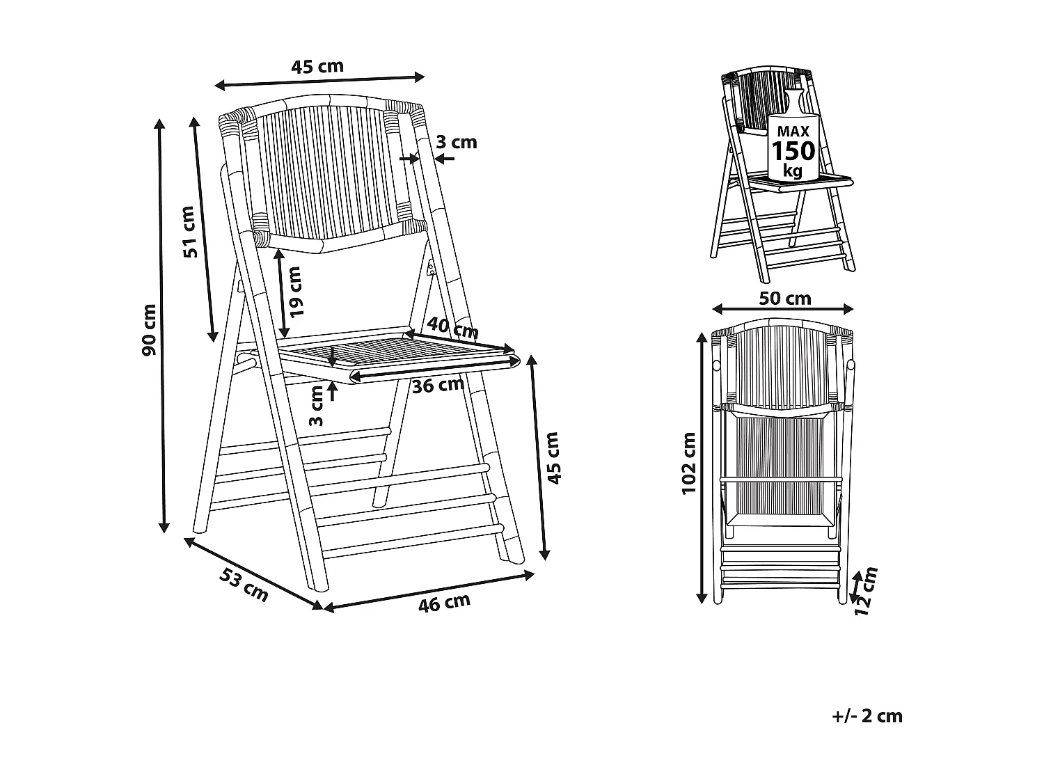 Set van 4 eetkamerstoelen TRENTOR Bamboehout Natuurlijk