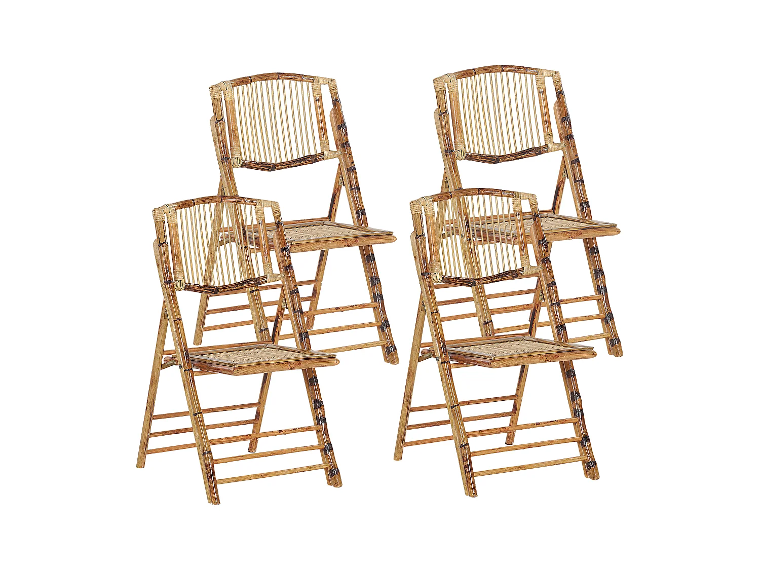 Lot de 4 chaises de salle à manger Pliant TRENTOR Bambou Naturel