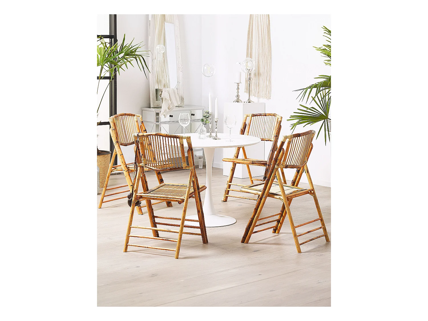 Lot de 4 chaises de salle à manger Pliant TRENTOR Bambou Naturel