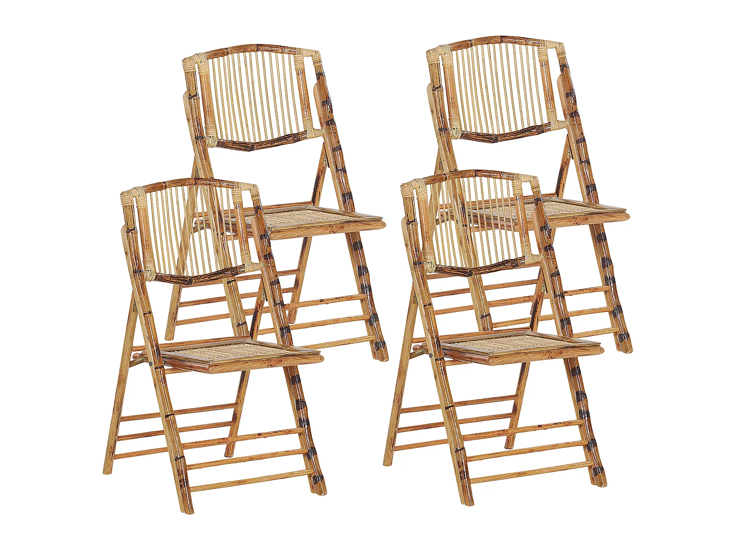 Lot de 4 chaises de salle à manger Pliant TRENTOR Bambou Naturel
