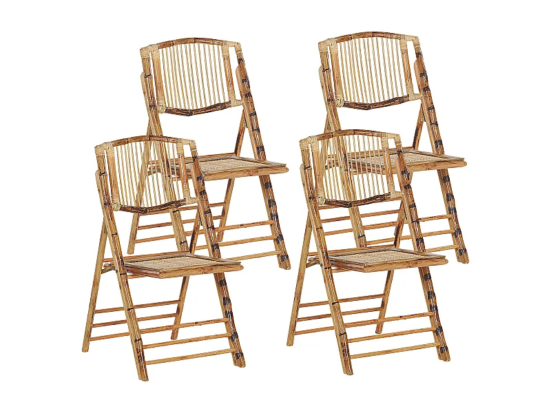 Lot de 4 chaises de salle à manger Pliant TRENTOR Bambou Naturel