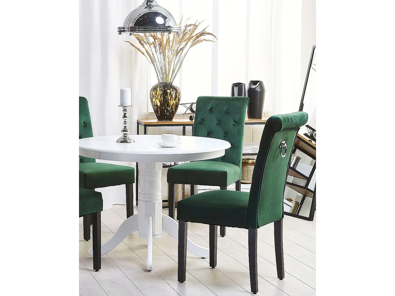 Cadeira de refeição VELVA II Conjunto de 2 Veludo Verde escuro