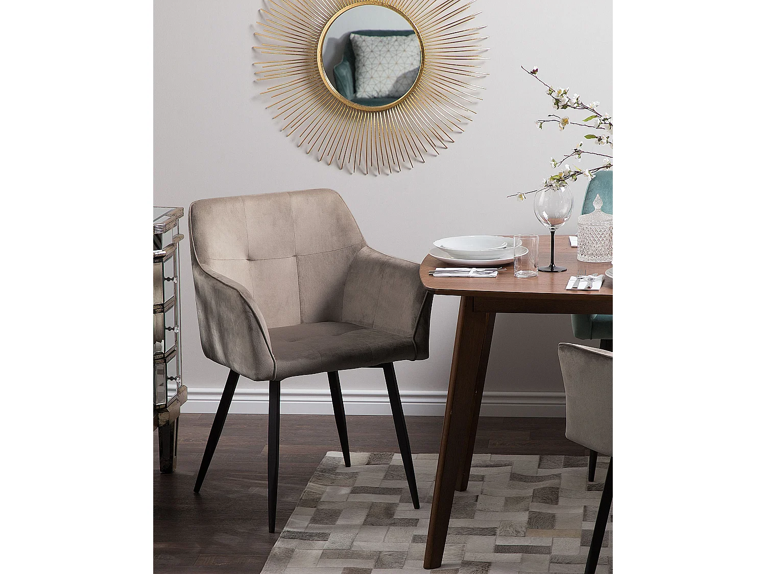 Lot de 2 chaises de salle à manger JASMIN Velours Taupe