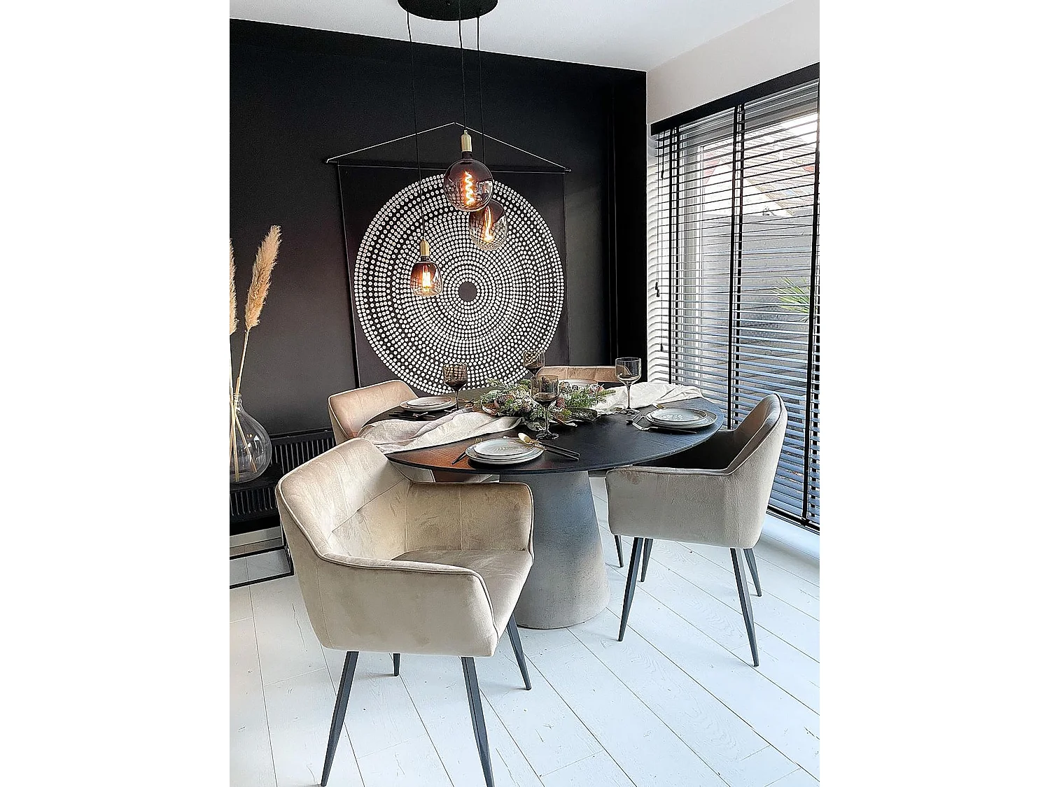 Lot de 2 chaises de salle à manger JASMIN Velours Taupe