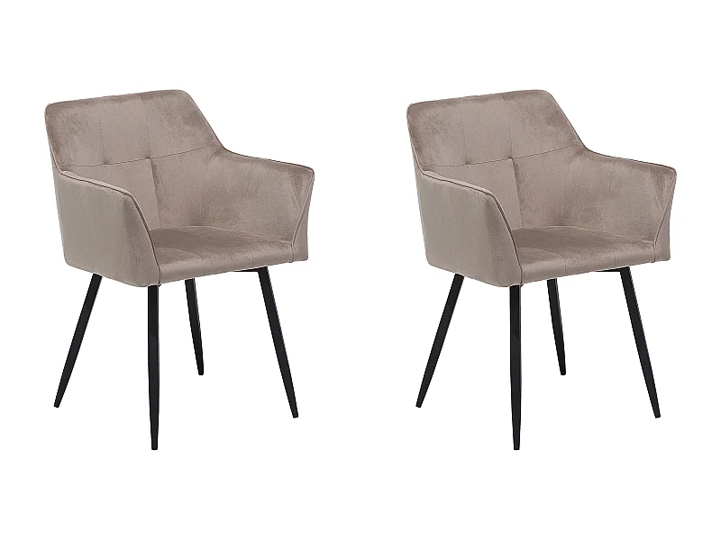 Lot de 2 chaises de salle à manger JASMIN Velours Taupe