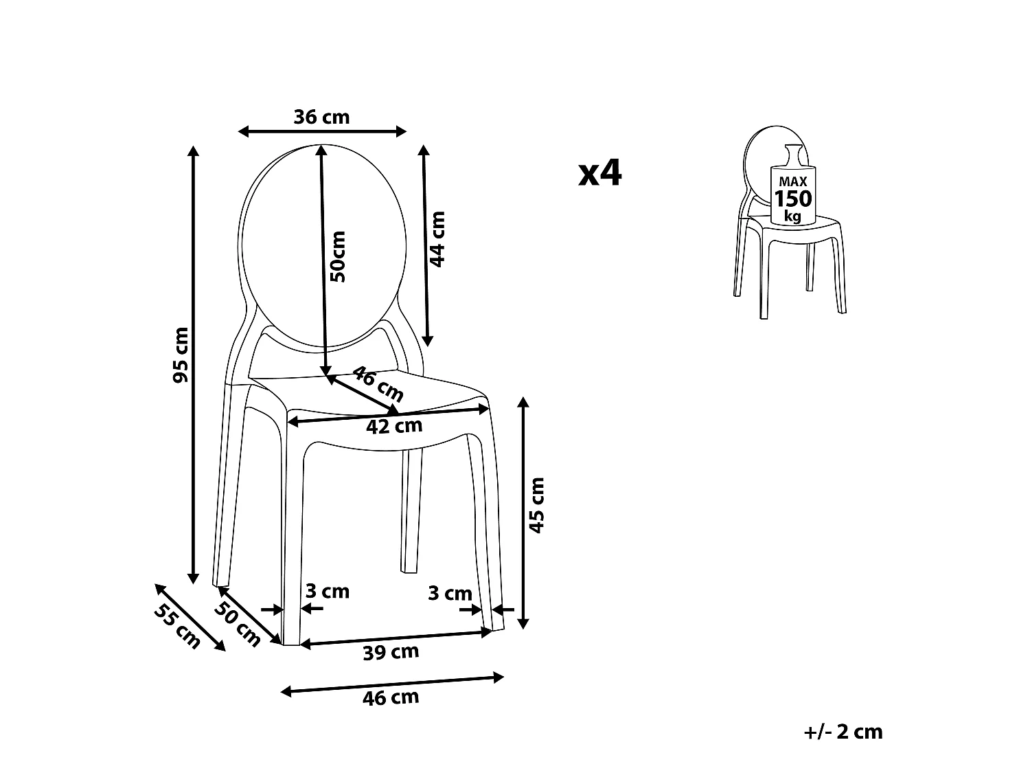 Lot de 4 chaises de salle à manger MERTON Bleu