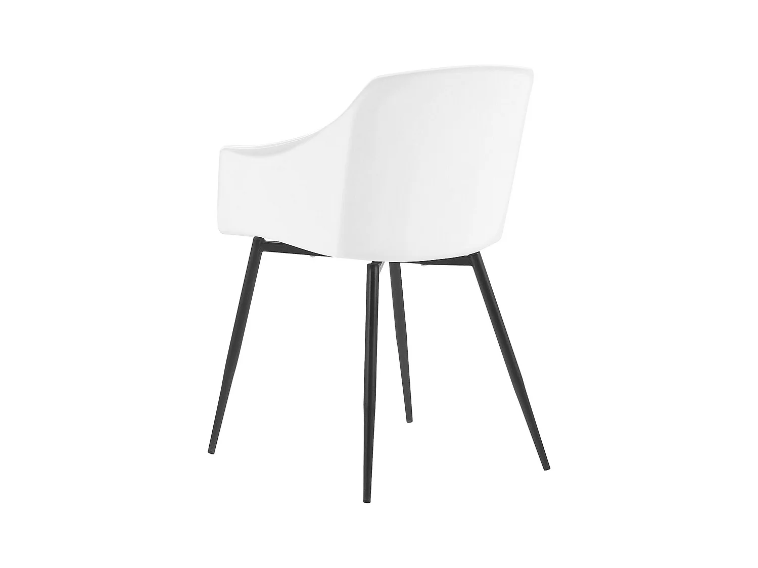 Esszimmerstuhl mit Armlehnen in Weiß und schwarzen Metallbeinen 2er Set Fonda