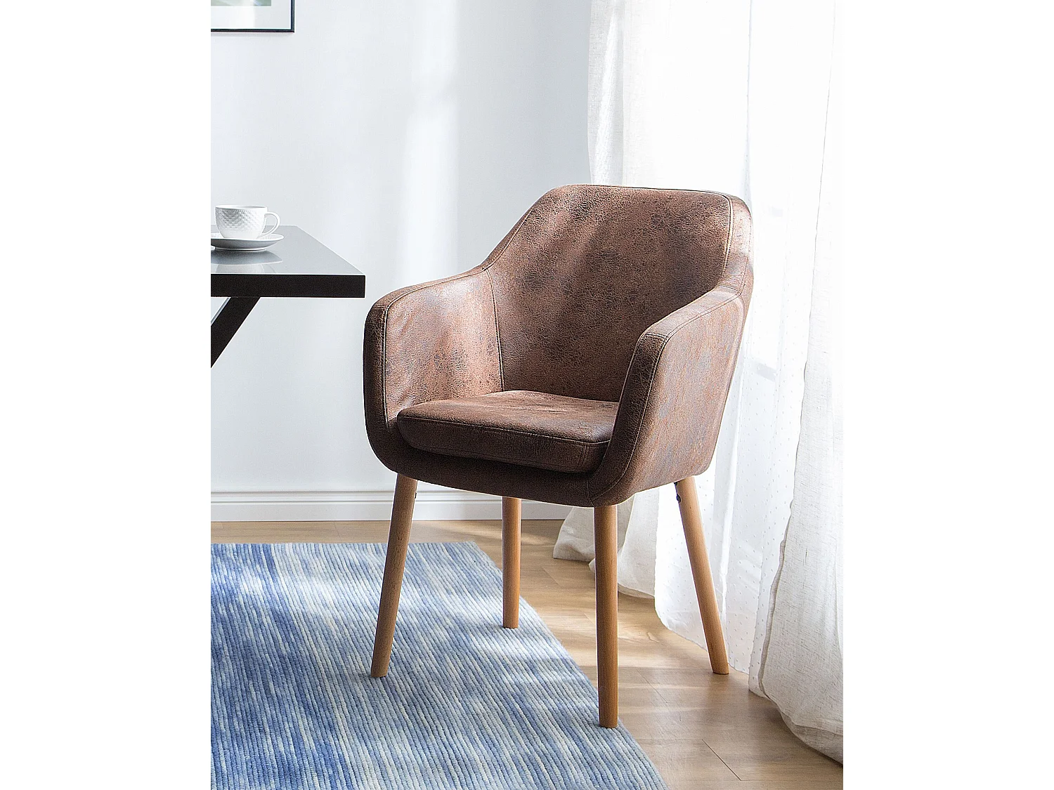 Chaise de salle à manger YORKVILLE Cuir PU Marron foncé