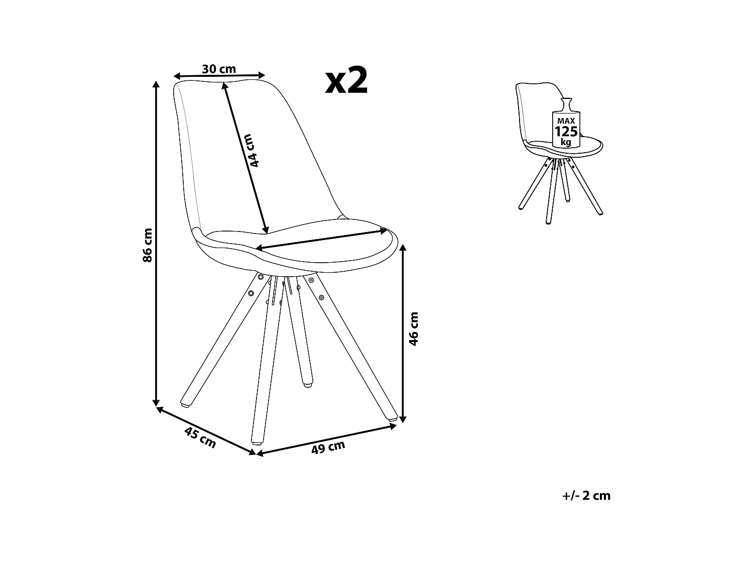 Esszimmerstuhl 2er Set DAKOTA Schwarz