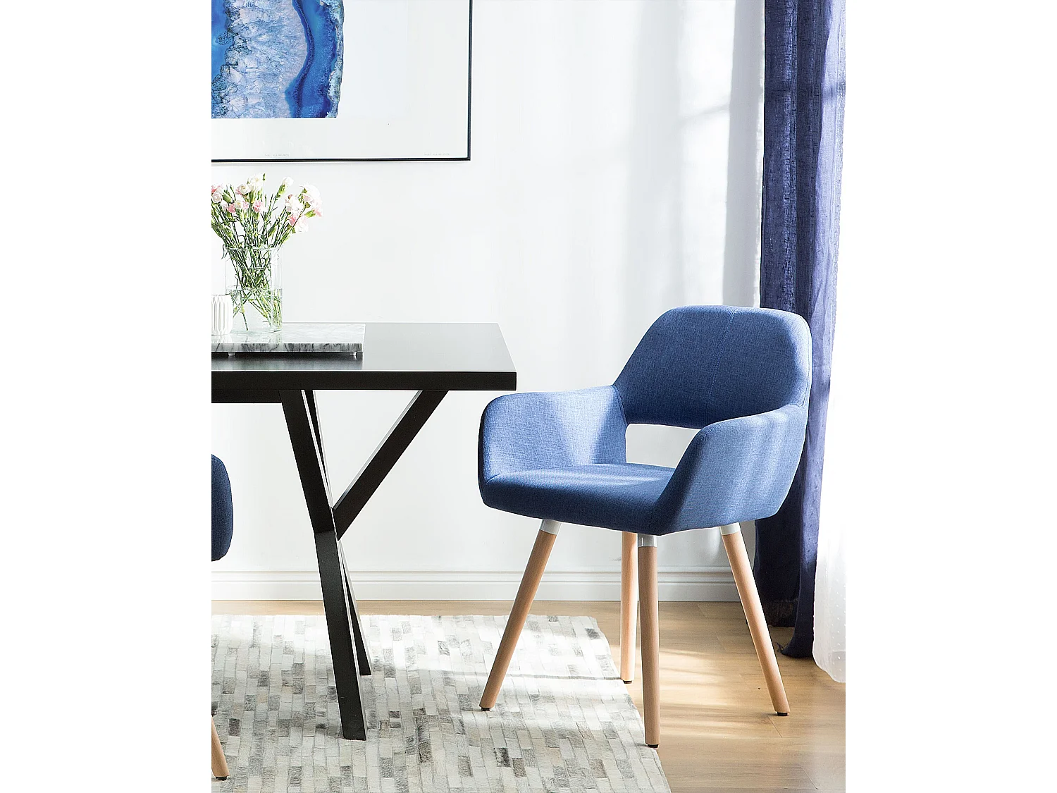 Set van 2 eetkamerstoelen CHICAGO Stof Marineblauw