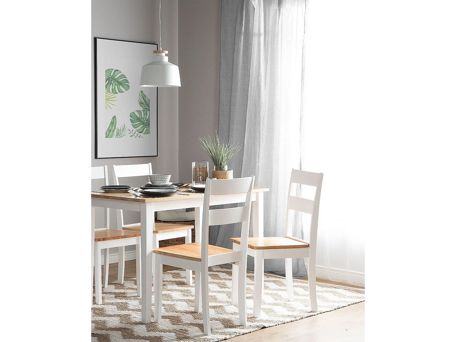 Lot de 2 chaises de salle à manger GEORGIA Bois Blanc