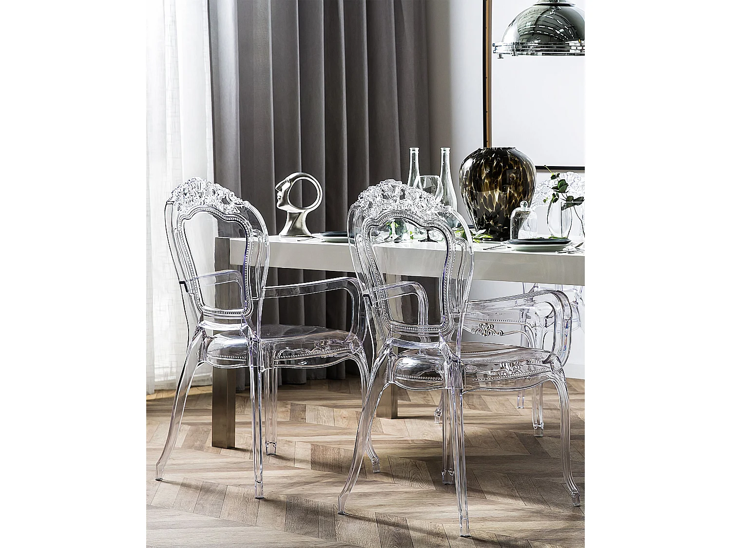 Lot de 2 chaises de salle à manger VERMONT Transparent